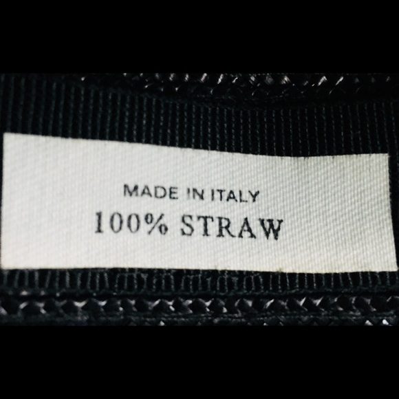 Vintage 100% Italian Black Straw Wide Brim Hat - Picture 6 of 13